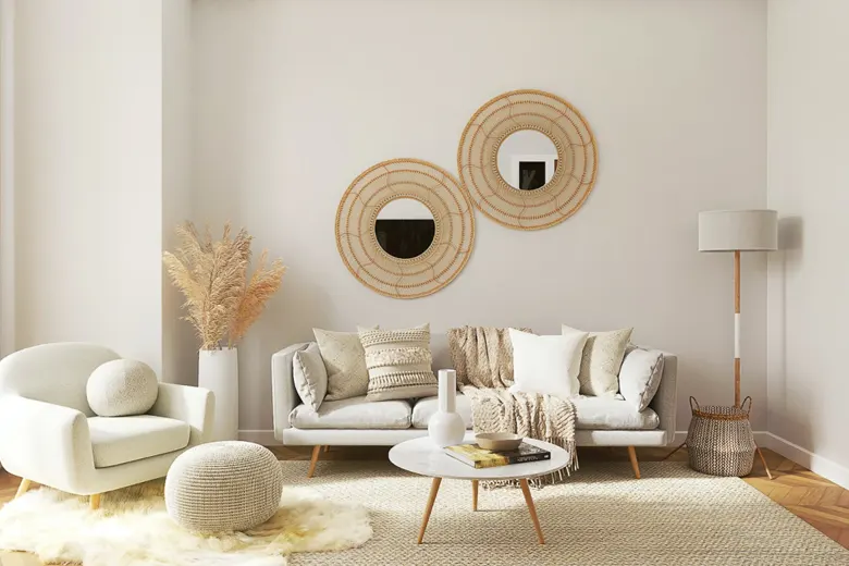 A home interior designed with contrast fabrics A home interior designed with contrast fabrics