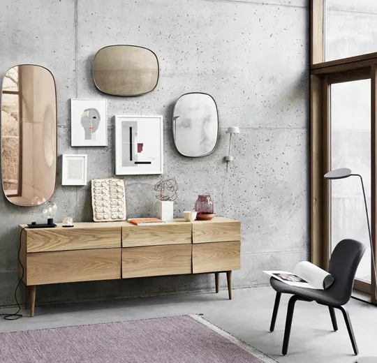 A home interior designed with framed mirrors
A home interior designed with framed mirrors