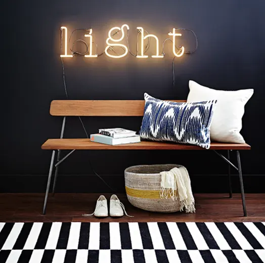 A home interior designed with neon signs A home interior designed with neon signs