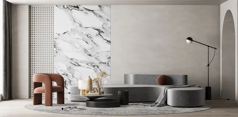 Modern residential interior decorated in a neutral palette