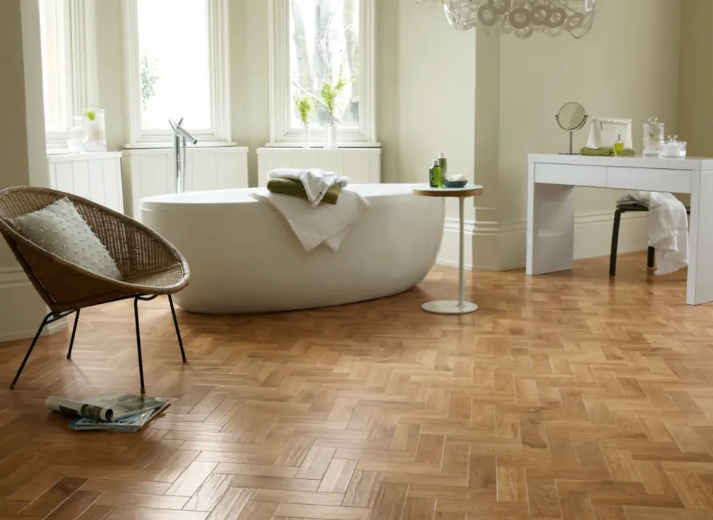 An interior space designed with parquet flooring An interior space designed with parquet flooring