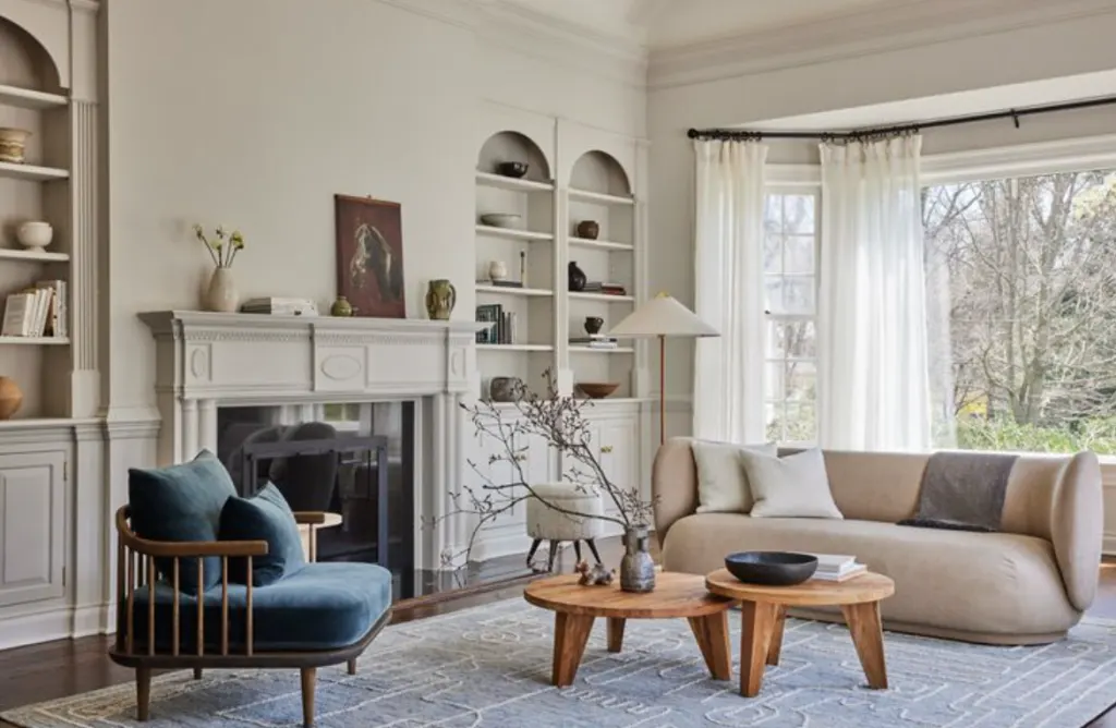 A living room designed in a transitional style A living room designed in a transitional style