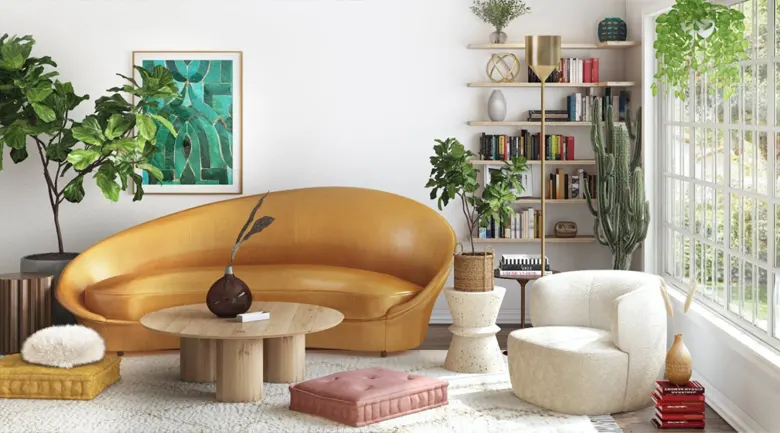A home interior designed with curved furniture
A home interior designed with curved furniture