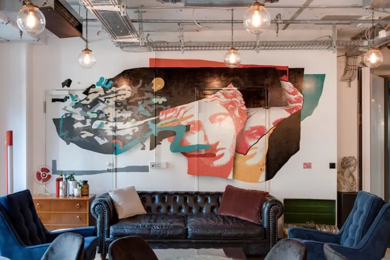 A home interior designed with a custom art installation
A home interior designed with a custom art installation