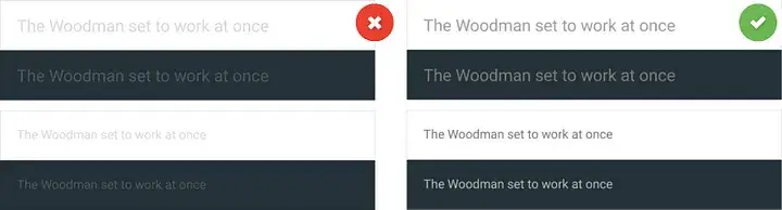 Left: An application with lines of text having a low colour contrast
Left: An application with lines of text having a low colour contrast