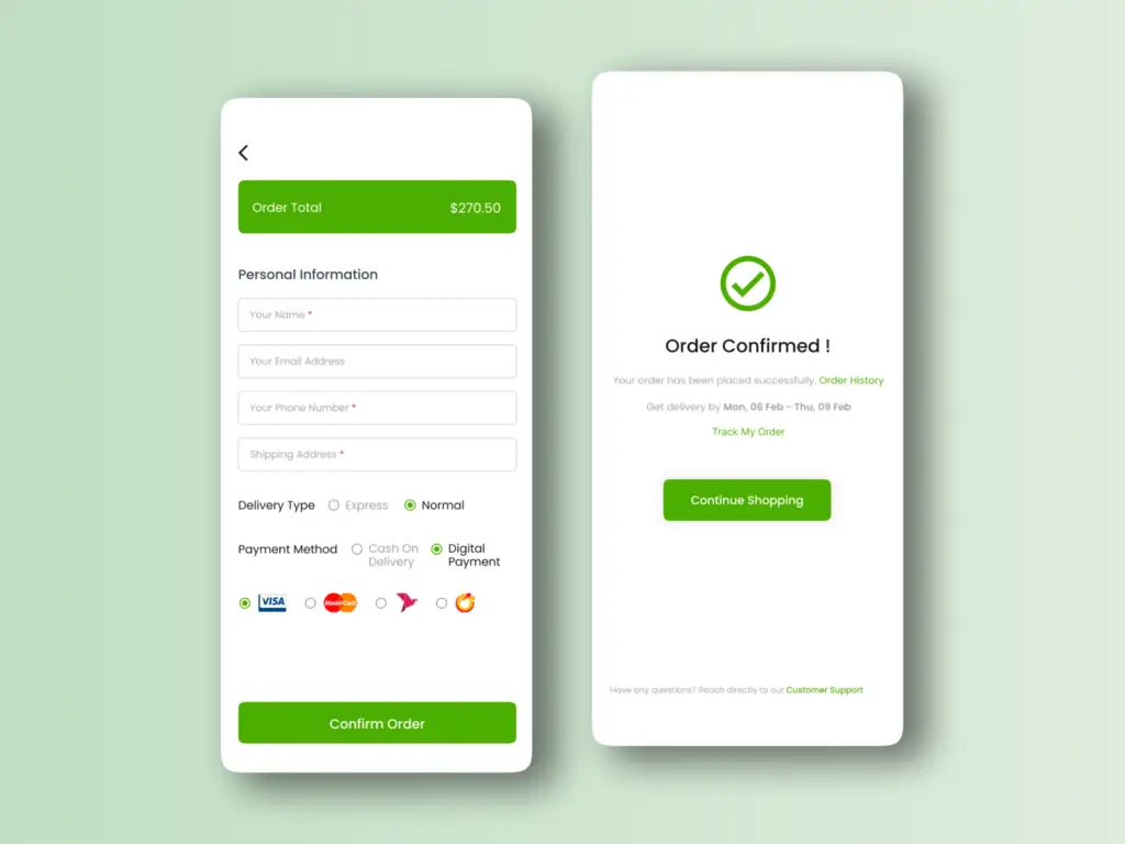 An e commerce application giving an