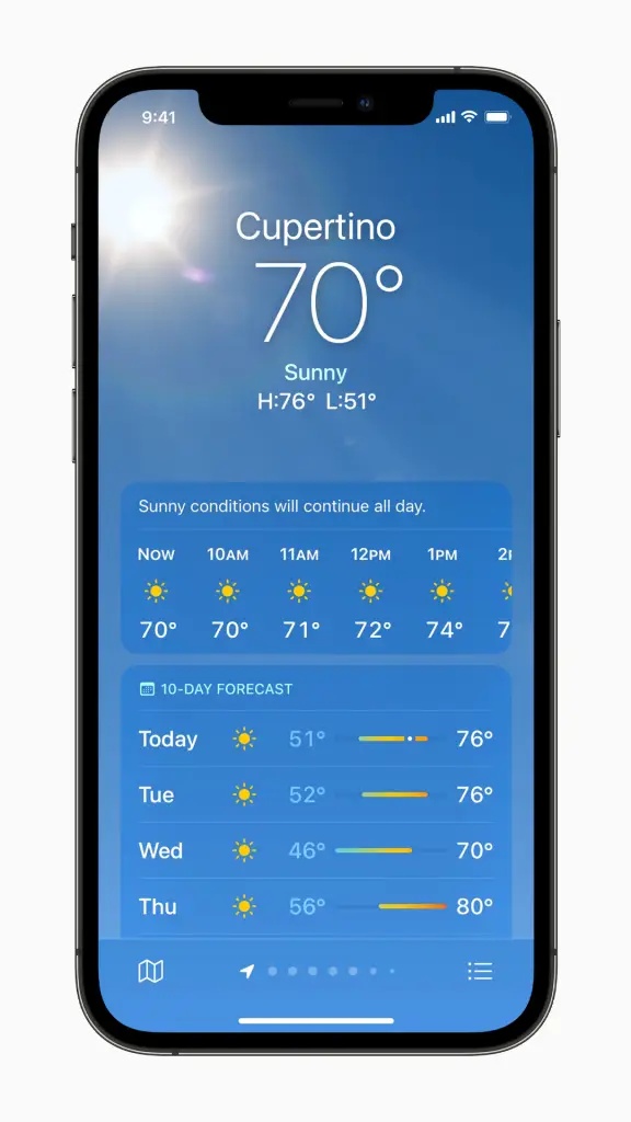 A weather application's interface
A weather application's interface