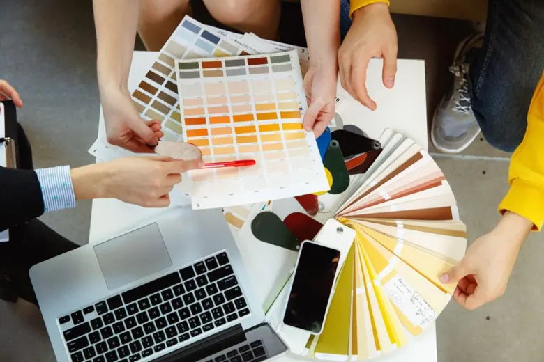 Residential designer discussing the shades for a project
Residential designer discussing the shades for a project