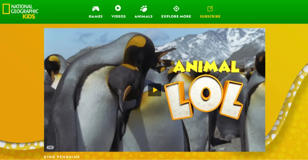 Kid-friendly UI design of National Geographic Kids website Kid-friendly UI design of National Geographic Kids website