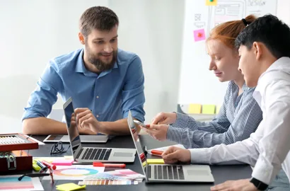 UX designers working together in an office