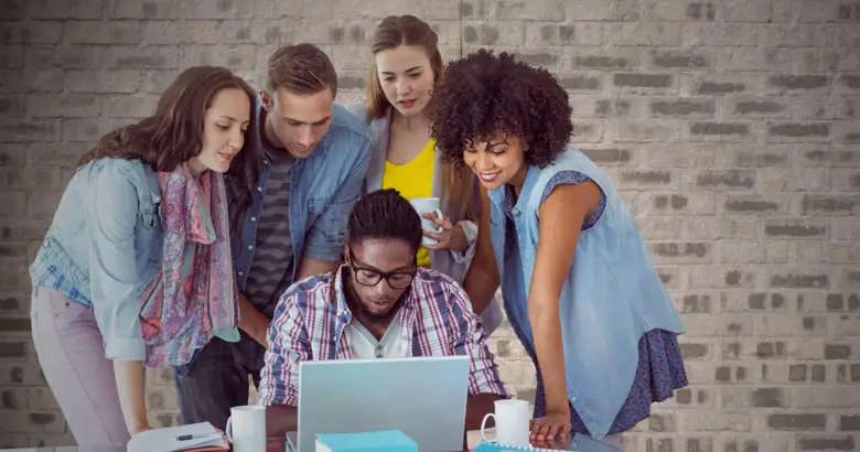 Young graphic designers working on a group project