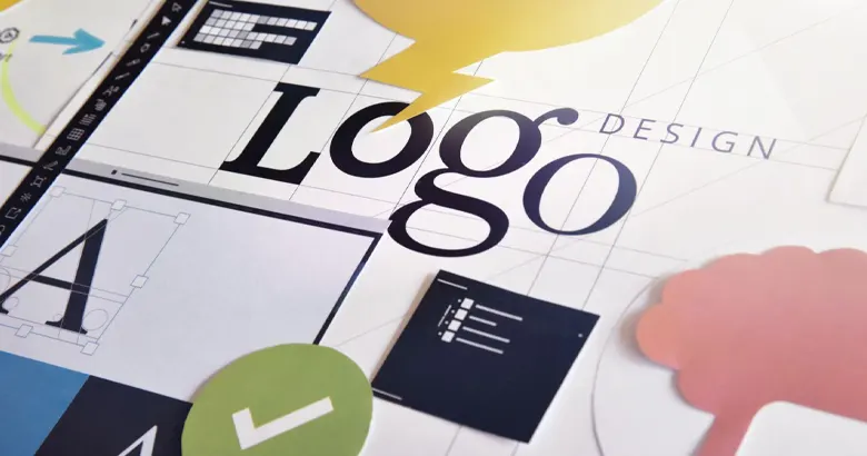 Logo design workspace close-up.