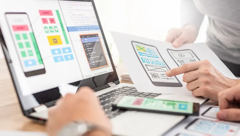 UI designer creating a high-fidelity wireframe for a mobile application UI designer creating a high-fidelity wireframe for a mobile application