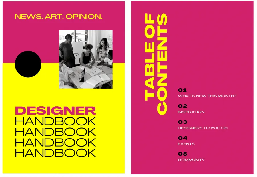 Magenta and yellow used in a brochure design Magenta and yellow used in a brochure design