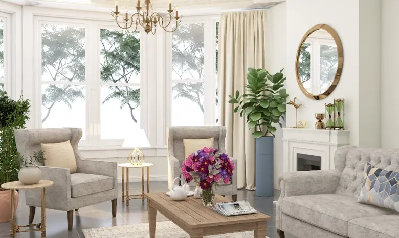 Transitional interior design style prioritising clean lines and curved furniture Transitional interior design style prioritising clean lines and curved furniture