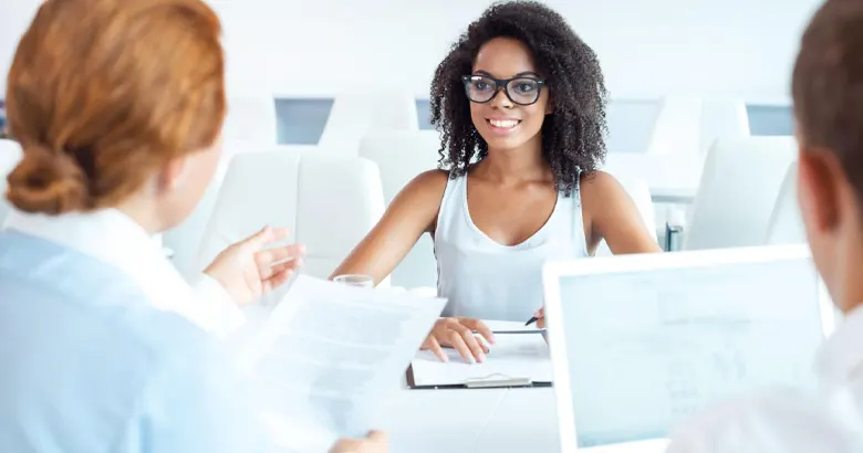A UI developer sitting for an interview at a design firm