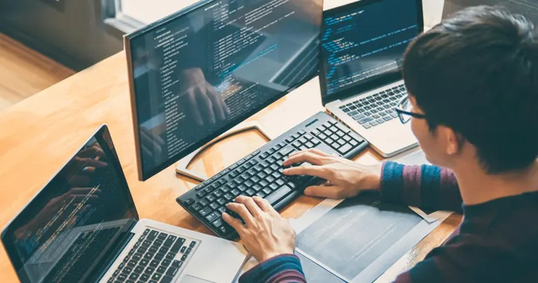 A UI developer working on a desktop