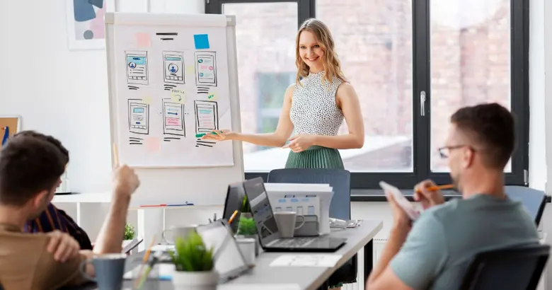 Professional UI UX Designer conducting a training session