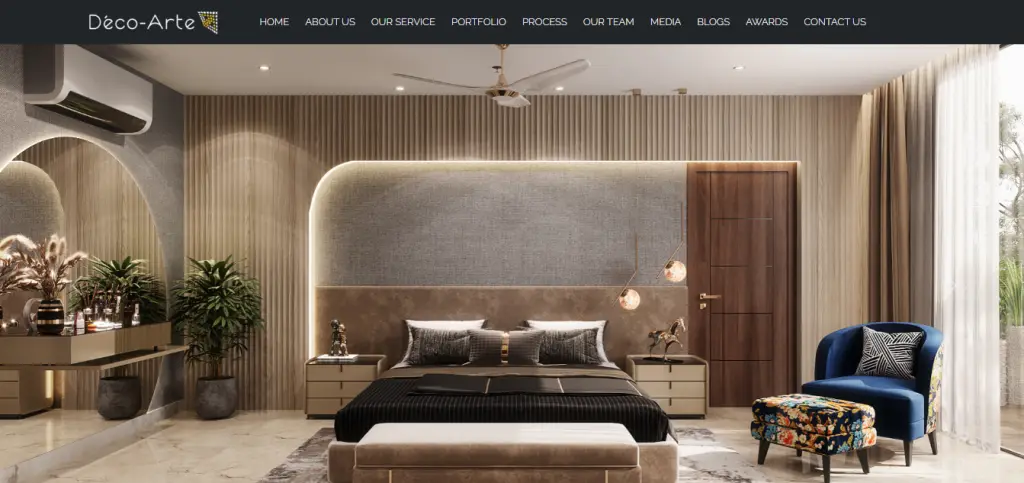 Interior design firm Deco-Arte's homepage