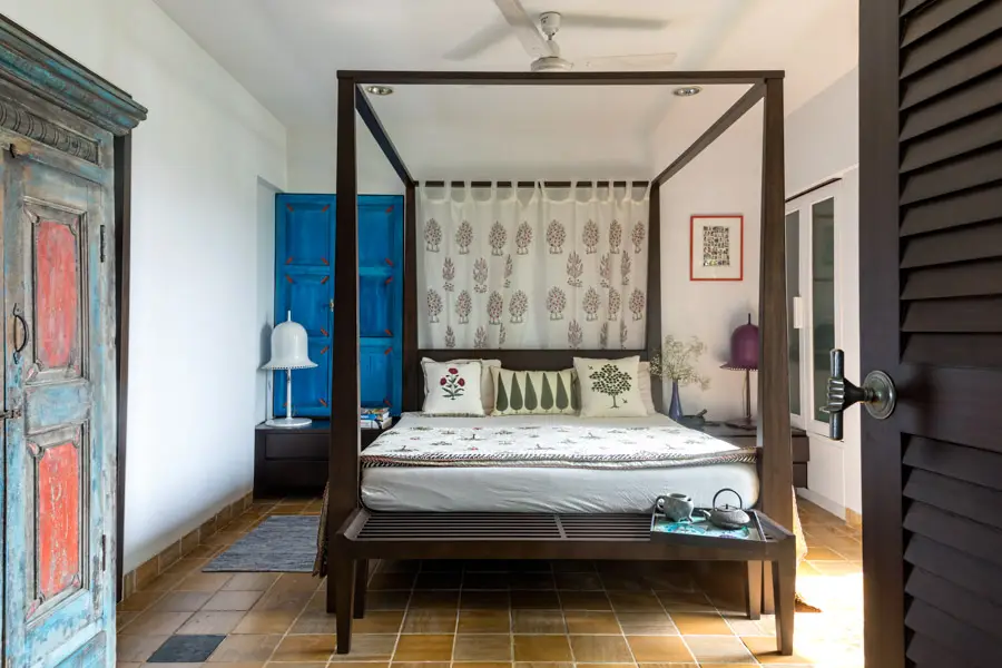 regional textile cultures used in an Indian bedroom design
regional textile cultures used in an Indian bedroom design