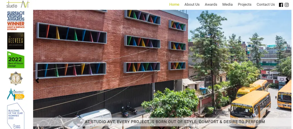 Award and accolades showcased on Studio AVT's homepage
