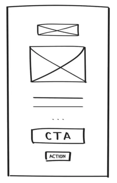 Low-fidelity wireframe of a mobile application