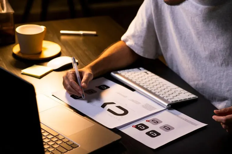 Freelance designer creating concept brief for branding
