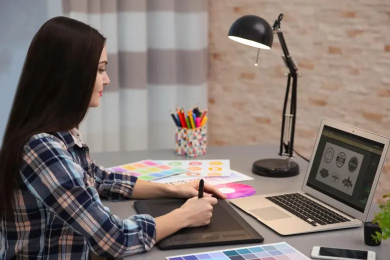 visual designer creating logo prototypes
