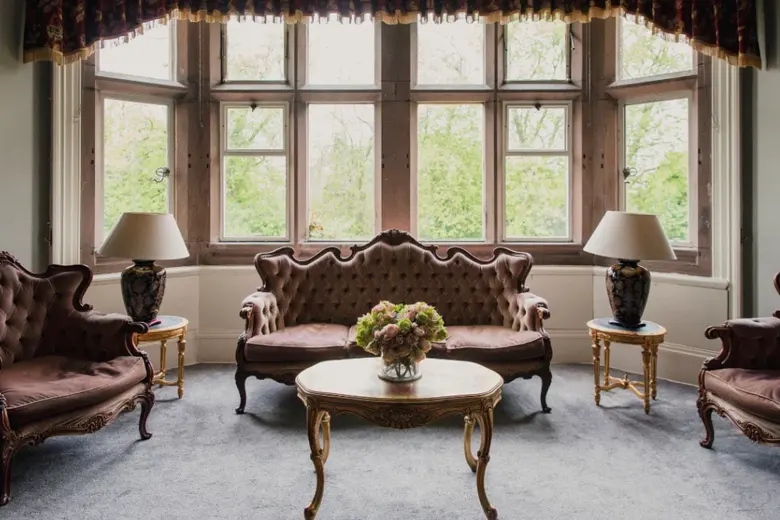 Traditional windows and antique furniture used to align with the vintage architecture Traditional windows and antique furniture used to align with the vintage architecture
