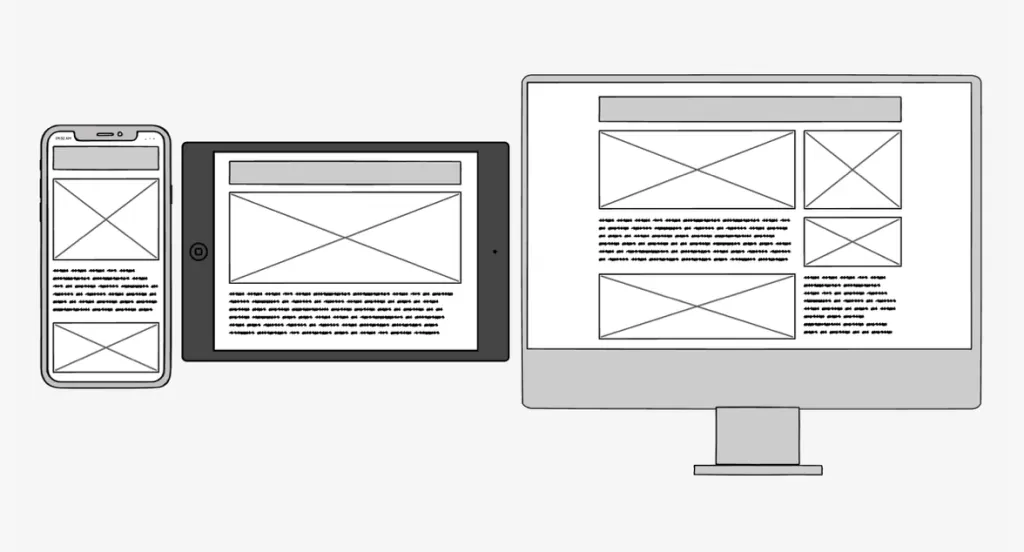Wireframe depicting information layout for a website
