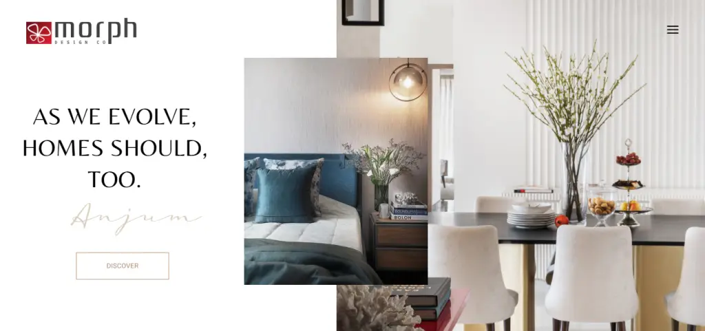 Website page of multidisciplinary firm Morph Design Company