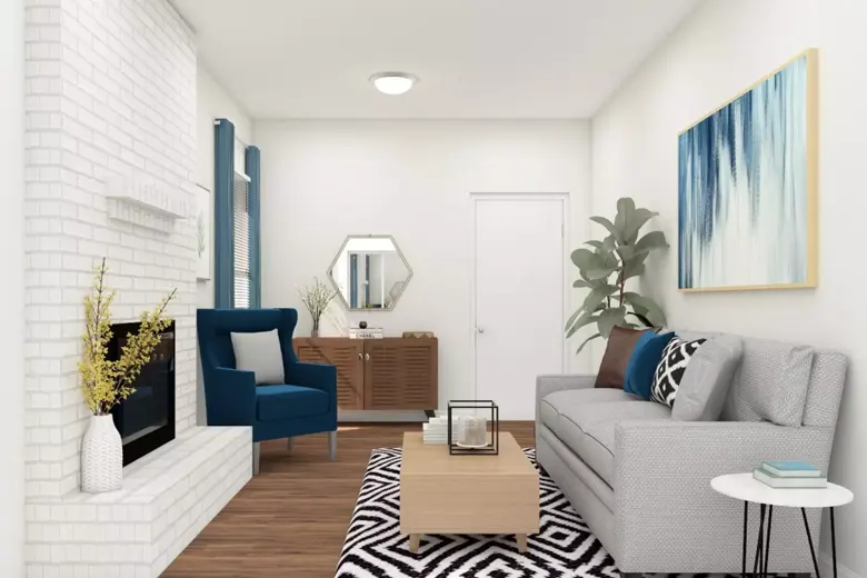 Rugs and other low height decor elements used to create a sense of elevation
Rugs and other low height decor elements used to create a sense of elevation