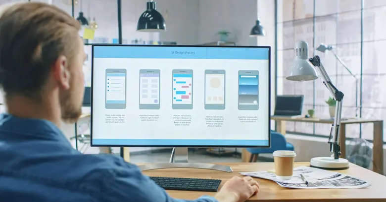 UX designer creating high-fidelity wireframes for a mobile application