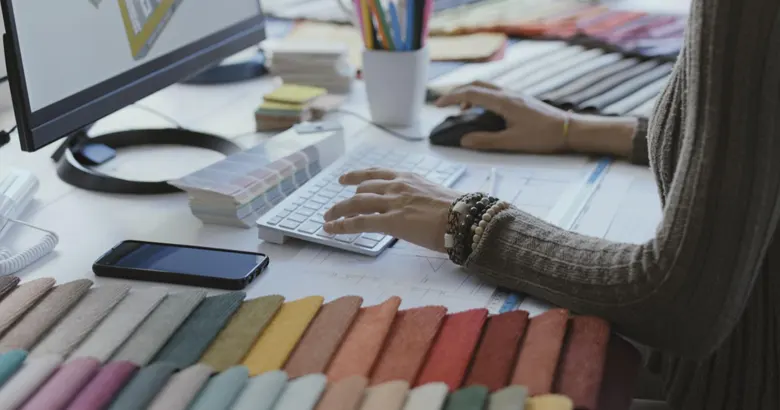 An Interior designer creating a digital design on an interior design software