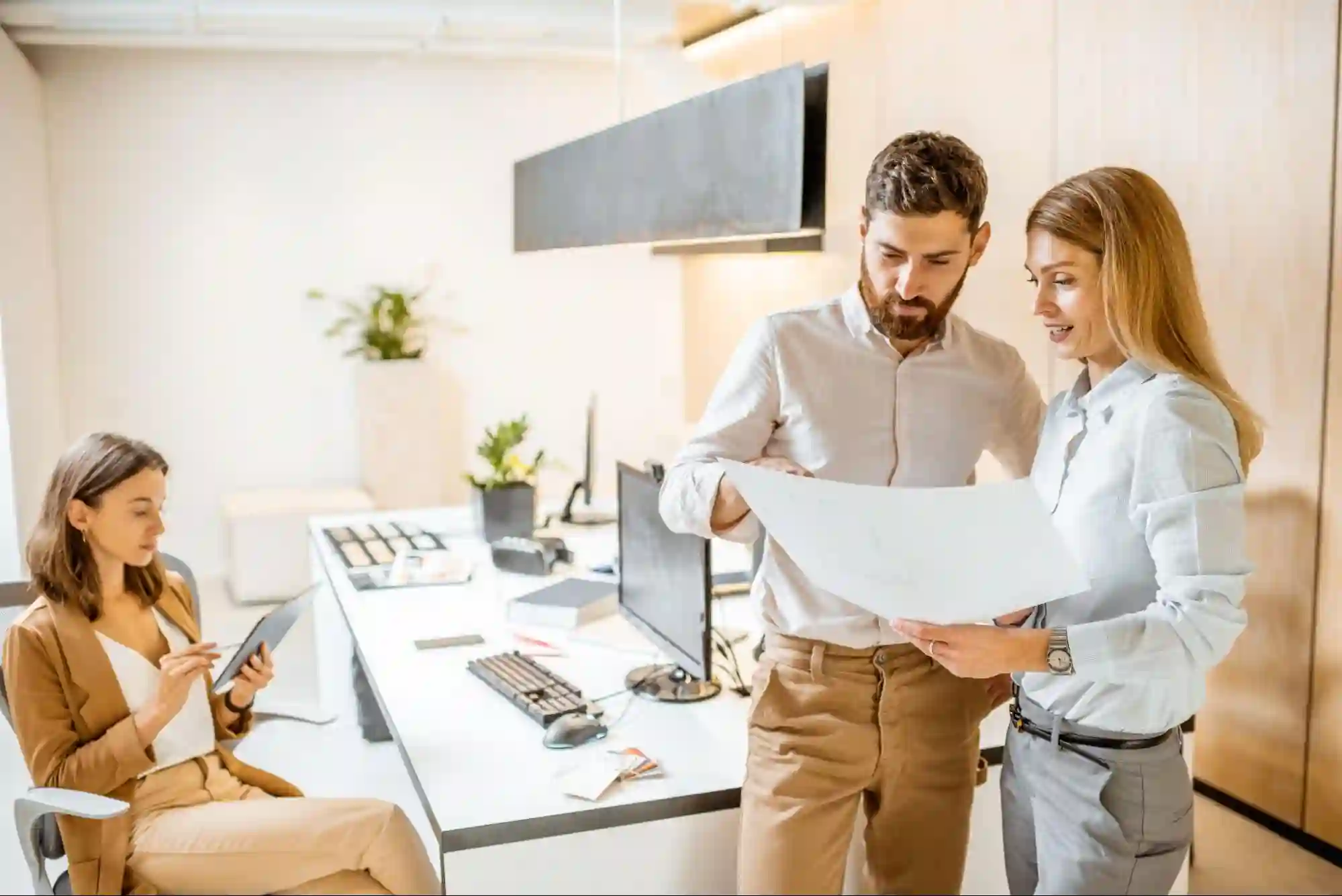 A professional interior designer reviewing student assignments and interior design projects A professional interior designer reviewing student assignments and interior design projects