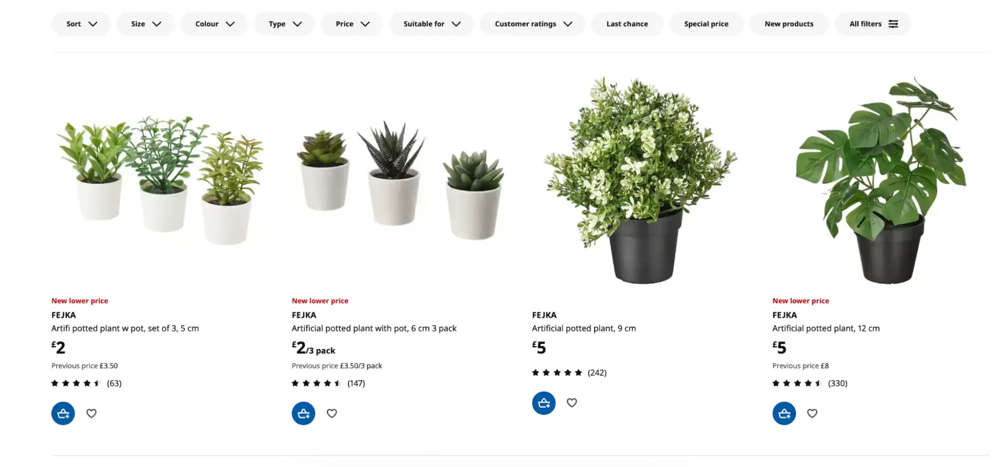 Product listing with a vast set of filtering options