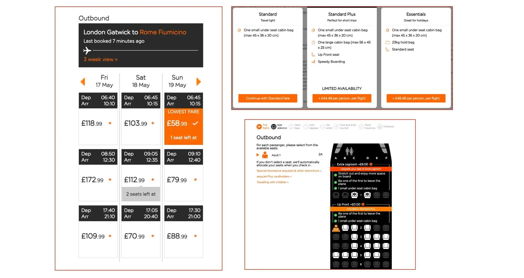 Streamlined flight booking interface, minimizing choice overload for users.
