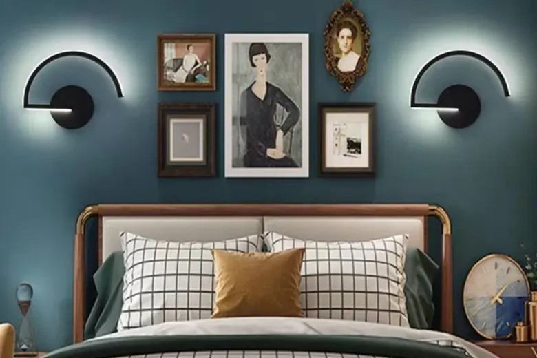 Simple bedroom with elegant wall sconces Simple bedroom with elegant wall sconces