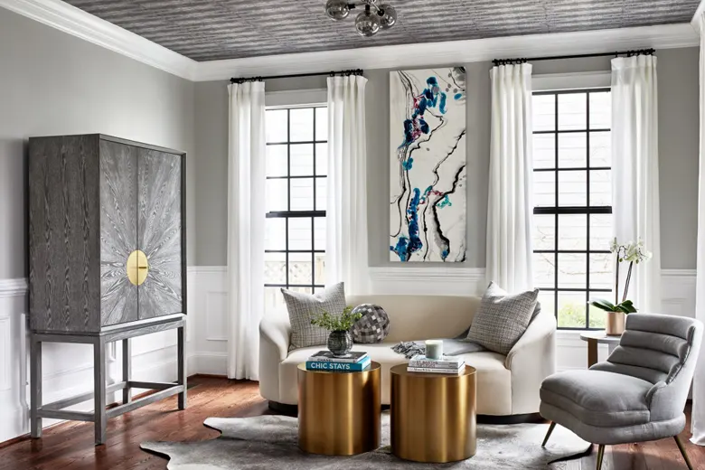 Monochromatic colour theme to give an illusion of space to a small living room Monochromatic colour theme to give an illusion of space to a small living room