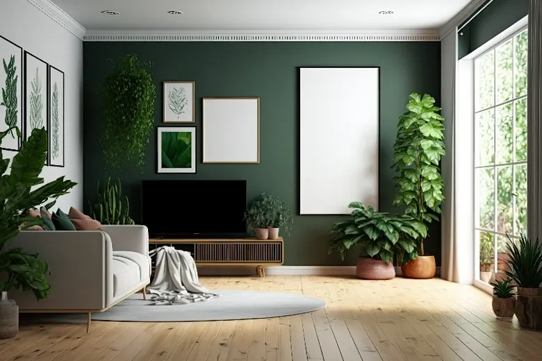 Simple accent wall with a vibrant colour to draw attention Simple accent wall with a vibrant colour to draw attention