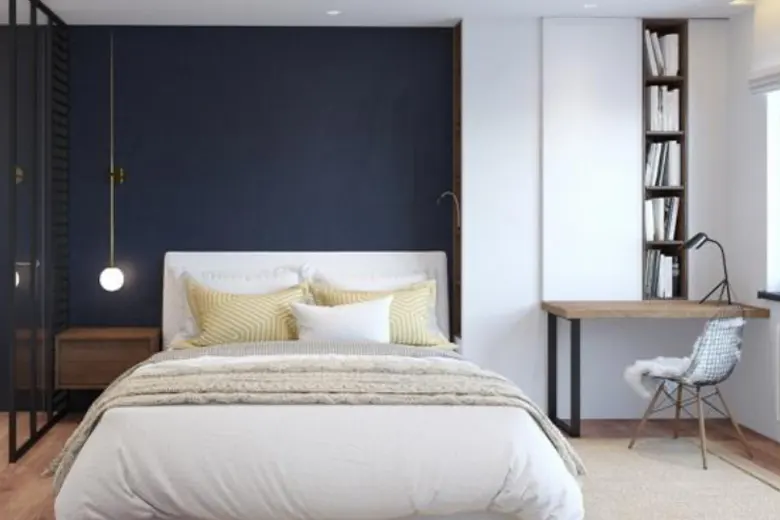 Small bedroom with completely bare walls for an open and minimalist look. Small bedroom with completely bare walls for an open and minimalist look.