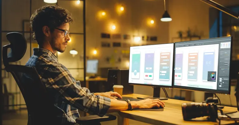 UI UX designer creating a mobile messaging app