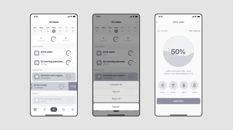 High-fidelity wireframes of a mobile application
High-fidelity wireframes of a mobile application