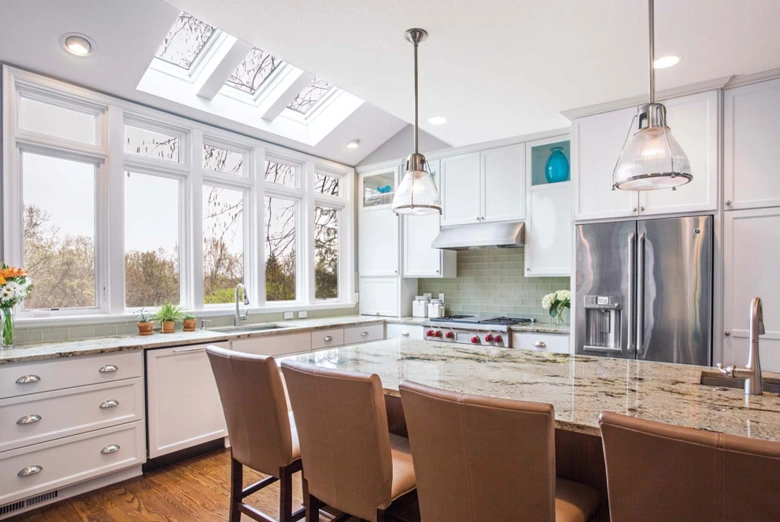 Small kitchen design with windows