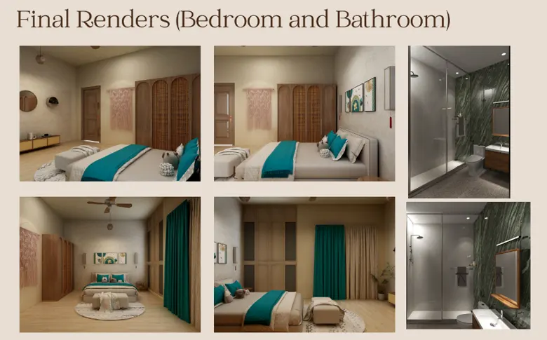 Final render of the bedroom and bathroom design
Final render of the bedroom and bathroom design
