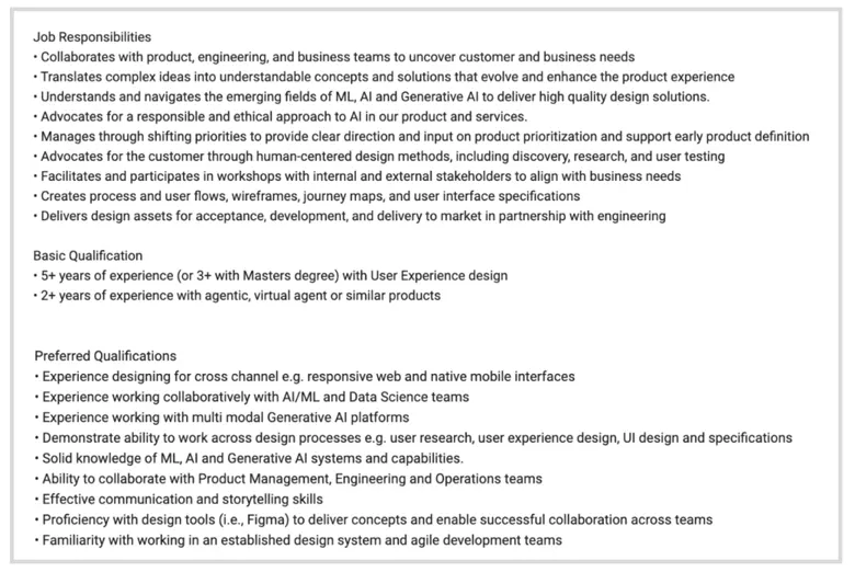 Senior UX/UX designer job description of an auto insurance company
Senior UX/UX designer job description of an auto insurance company