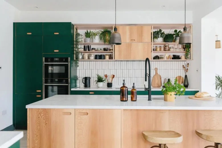 Modular kitchen with different textures and patterns. Modular kitchen with different textures and patterns.