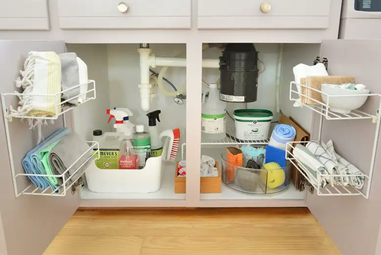Shelves and racks to organise kitchen cabinets for space