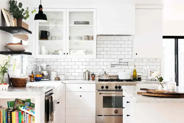 All-white kitchen design  for a brighter and spacious look