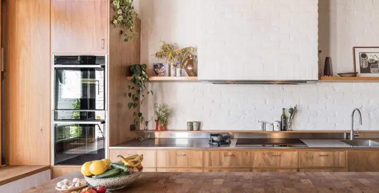 A wooden open kitchen interior design style. A wooden open kitchen interior design style.